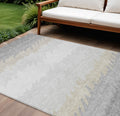 9 X 12 Silver Gray And Beige Striped Washable Indoor Outdoor Area Rug