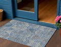3 X 5 Navy Blue And Sky Blue Trellis Washable Indoor Outdoor Area Rug