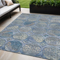 5 X 8 Navy Blue And Sky Blue Trellis Washable Indoor Outdoor Area Rug