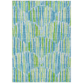 5 X 8 Aqua Teal Blue And Lime Green Abstract Washable Indoor Outdoor Area Rug