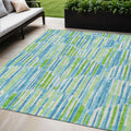 8 X 10 Aqua Teal Blue And Lime Green Abstract Washable Indoor Outdoor Area Rug