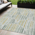 5 X 8 Sage Artichoke Green And Gold Abstract Washable Indoor Outdoor Area Rug