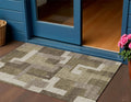 3 X 5 Brown And Beige Abstract Washable Indoor Outdoor Area Rug