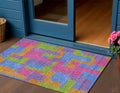 3 X 5 Purple Pink And Blue Abstract Washable Indoor Outdoor Area Rug