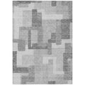 3 X 5 Silver And Charcoal Abstract Washable Indoor Outdoor Area Rug
