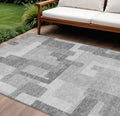 9 X 12 Silver And Charcoal Abstract Washable Indoor Outdoor Area Rug