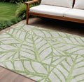 10 X 14 Artichoke Green And Beige Floral Washable Indoor Outdoor Area Rug
