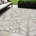 5 X 8 Beige And Brown Floral Washable Indoor Outdoor Area Rug
