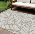 10 X 14 Beige And Brown Floral Washable Indoor Outdoor Area Rug