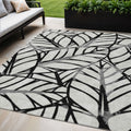 5 X 8 Black Gray And Beige Floral Washable Indoor Outdoor Area Rug