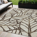 5 X 8 Chocolate And Beige Floral Washable Indoor Outdoor Area Rug