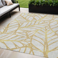 5 X 8 Gold And Beige Floral Washable Indoor Outdoor Area Rug