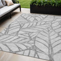 5 X 8 Gray And Silver Floral Washable Indoor Outdoor Area Rug