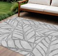 8 X 10 Gray And Silver Floral Washable Indoor Outdoor Area Rug