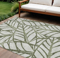 8 X 10 Olive Green And Beige Floral Washable Indoor Outdoor Area Rug