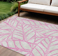 10 X 14 Pink And Beige Floral Washable Indoor Outdoor Area Rug