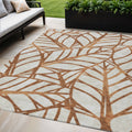 5 X 8 Orange Beige And Copper Floral Washable Indoor Outdoor Area Rug
