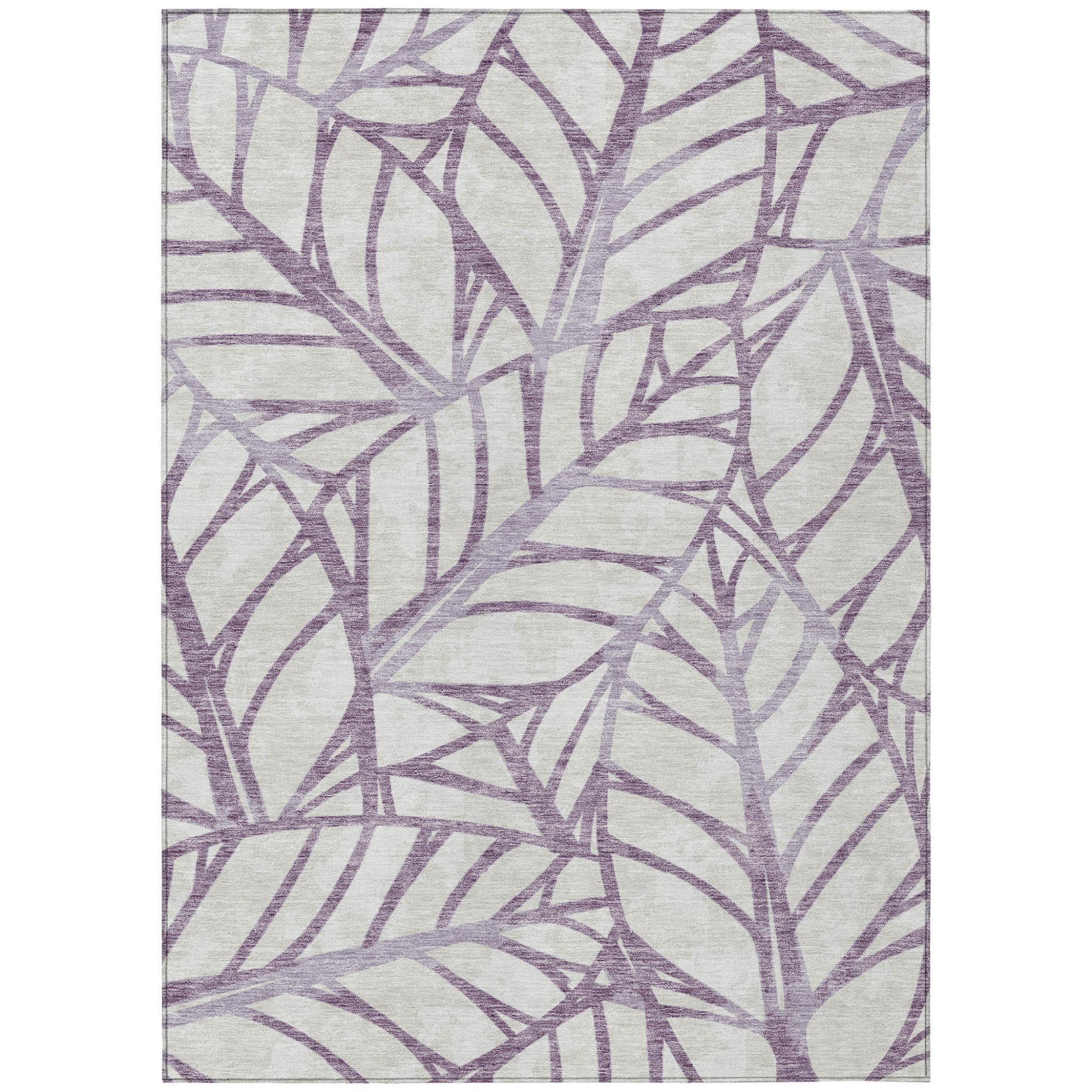 3 X 5 Purple Lavender And Beige Floral Washable Indoor Outdoor Area Rug