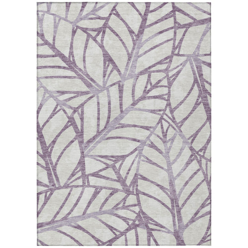 3 X 5 Purple Lavender And Beige Floral Washable Indoor Outdoor Area Rug