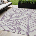 5 X 8 Purple Lavender And Beige Floral Washable Indoor Outdoor Area Rug