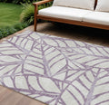 9 X 12 Purple Lavender And Beige Floral Washable Indoor Outdoor Area Rug