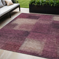 5 X 8 Plum Mauve And Beige Abstract Washable Indoor Outdoor Area Rug