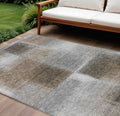 8 X 10 Silver Gray And Beige Abstract Washable Indoor Outdoor Area Rug