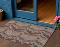 3 X 5 Burgundy Beige And Charcoal Ikat Washable Indoor Outdoor Area Rug