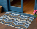 3 X 5 Denim Blue And Sky Blue Ikat Washable Indoor Outdoor Area Rug