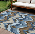 9 X 12 Denim Blue And Sky Blue Ikat Washable Indoor Outdoor Area Rug