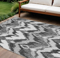 8 X 10 Gray Silver And Charcoal Ikat Washable Indoor Outdoor Area Rug