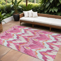 10 X 14 Pink Mauve And Orange Ikat Washable Indoor Outdoor Area Rug