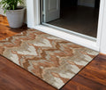 3 X 5 Orange Beige And Copper Ikat Washable Indoor Outdoor Area Rug