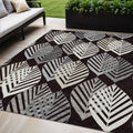 5 X 8 Black Silver And Charcoal Floral Washable Indoor Outdoor Area Rug