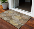 3 X 5 Chocolate Beige And Gray Floral Washable Indoor Outdoor Area Rug
