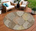8 Chocolate Beige And Gray Round Floral Washable Indoor Outdoor Area Rug