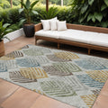 8 X 10 Gray Silver And Teal Blue Floral Washable Indoor Outdoor Area Rug