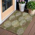 3 X 5 Olive Green Artichoke Green And Gray Floral Washable Indoor Outdoor Area Rug