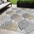 5 X 8 Silver Gray And Gold Floral Washable Indoor Outdoor Area Rug