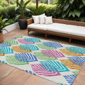 8 X 10 White Orange And Blue Floral Washable Indoor Outdoor Area Rug