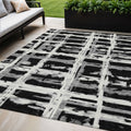5 X 8 Black Gray And Silver Striped Washable Indoor Outdoor Area Rug