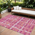 9 X 12 Blush Pink And Orange Striped Washable Indoor Outdoor Area Rug