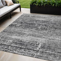 5 X 8 Black Gray And Charcoal Abstract Washable Indoor Outdoor Area Rug