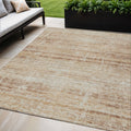 5 X 8 Copper Beige And Taupe Abstract Washable Indoor Outdoor Area Rug