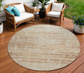 8 Copper Beige And Taupe Round Abstract Washable Indoor Outdoor Area Rug