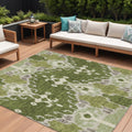 8 X 10 Olive Green And Artichoke Green Ikat Washable Indoor Outdoor Area Rug