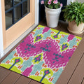 3 X 5 Pink Lime Green And Orange Ikat Washable Indoor Outdoor Area Rug