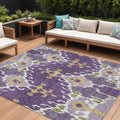 10 X 14 Purple Lavender And Gold Ikat Washable Indoor Outdoor Area Rug