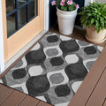 3 X 5 Black Silver And Charcoal Ogee Washable Indoor Outdoor Area Rug