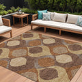 10 X 14 Copper Beige And Taupe Ogee Washable Indoor Outdoor Area Rug